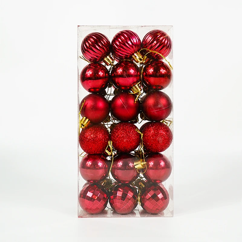 36Pcs Red Christmas Holiday Hanging Balls 5 Style for Xmas Tree Birthday Halloween Holiday Wedding Christmas