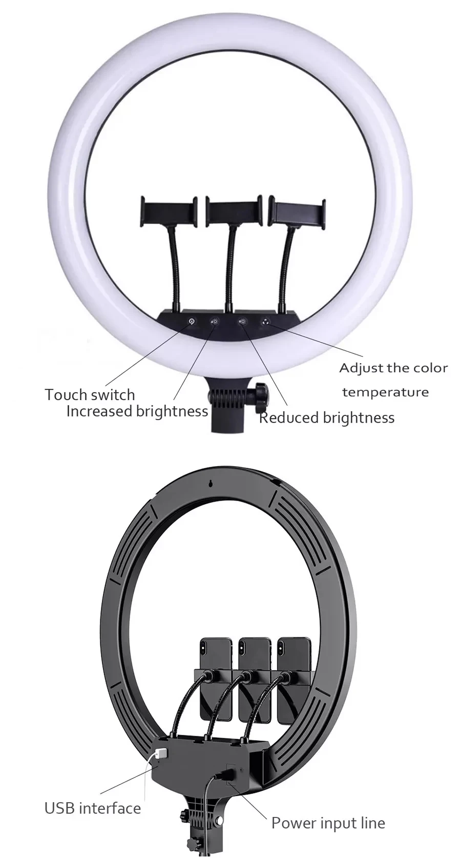 
Wholesale Price Dimmable Makeup18 Inch Ring Light With Cell Phone Holder Tripod Stand Selfie Led Circle Ring Light 