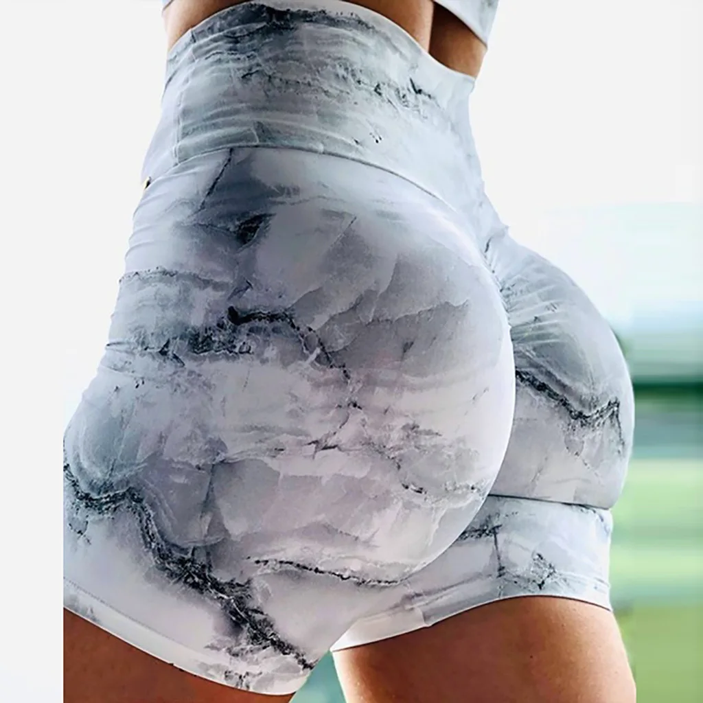 New arrival fitness sportswear fitness shorts girl high waist tights print women workout gym yoga shorts