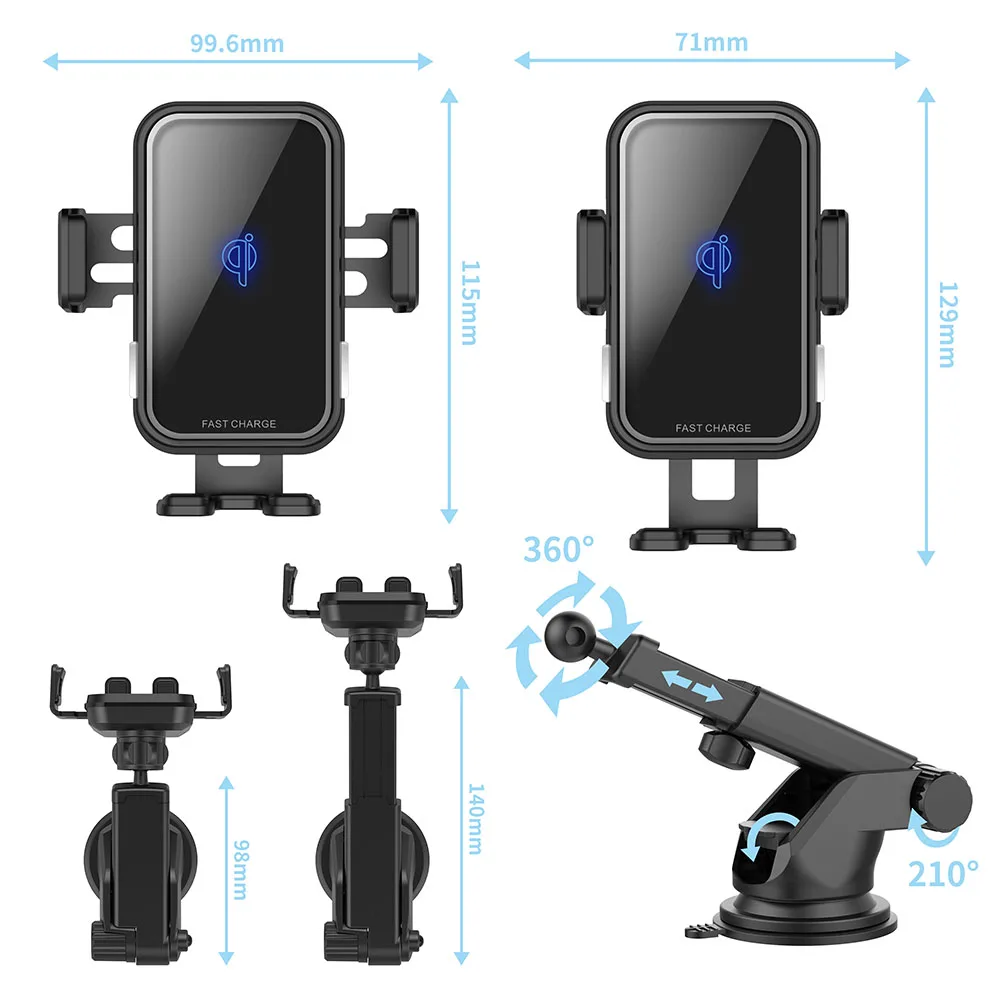 2020 новый дизайн автомобильный зажим держатель 10 Вт Беспроводное зарядное устройство для телефона с сертификатом Qi