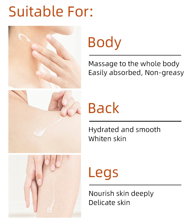 OEM Fully Effective Organic Vitamin E Lightening Skin Whitening Body Lotion Bleaching Cream For Dark Skin