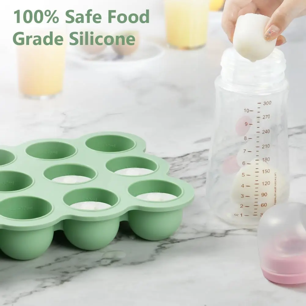 Baby Food Storage Container,12 Cup Silicone Baby Food Freezer Tray with Transparent Cover, Food Grade Silicone