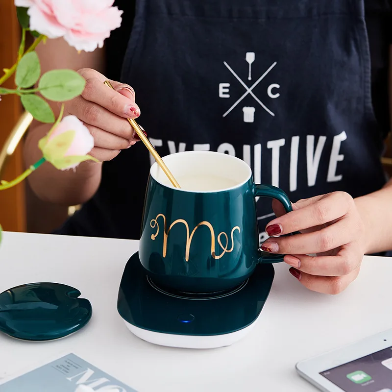 USB custom logo emerald reusable luxury ceramic coffee cups mugs with gift box water heater