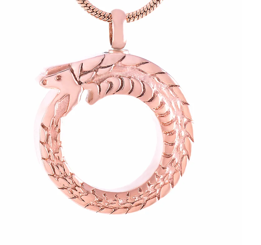Rebirth Snake biting its tail 316L Stainless Steel Pendant Souvenir Necklace Ashes Cremation Urns Jewelry Keepsake Gifts