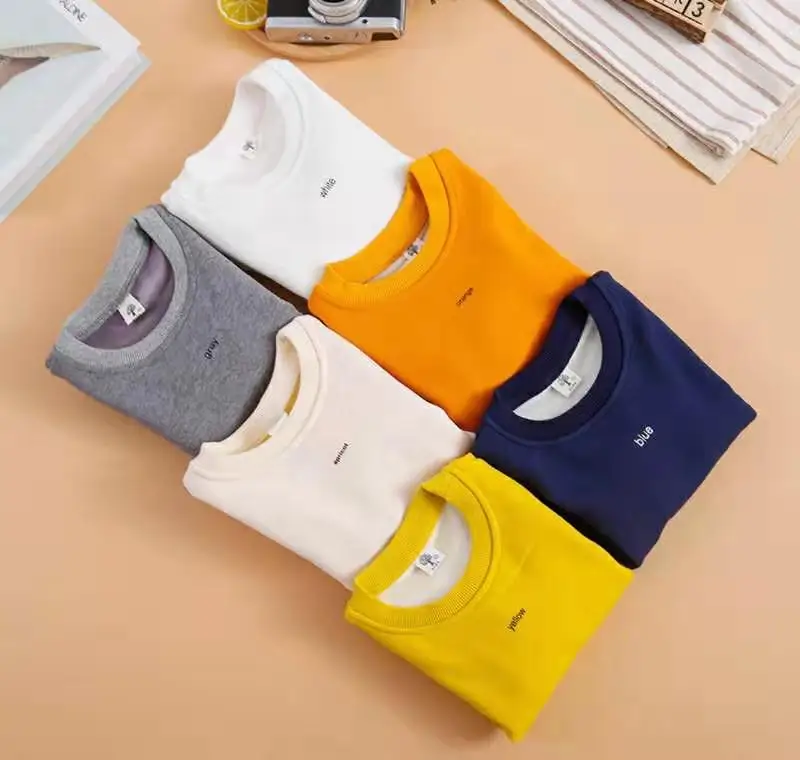 
Customized logo design 100% cotton children plain kids pullover hoodies for boys and girls 