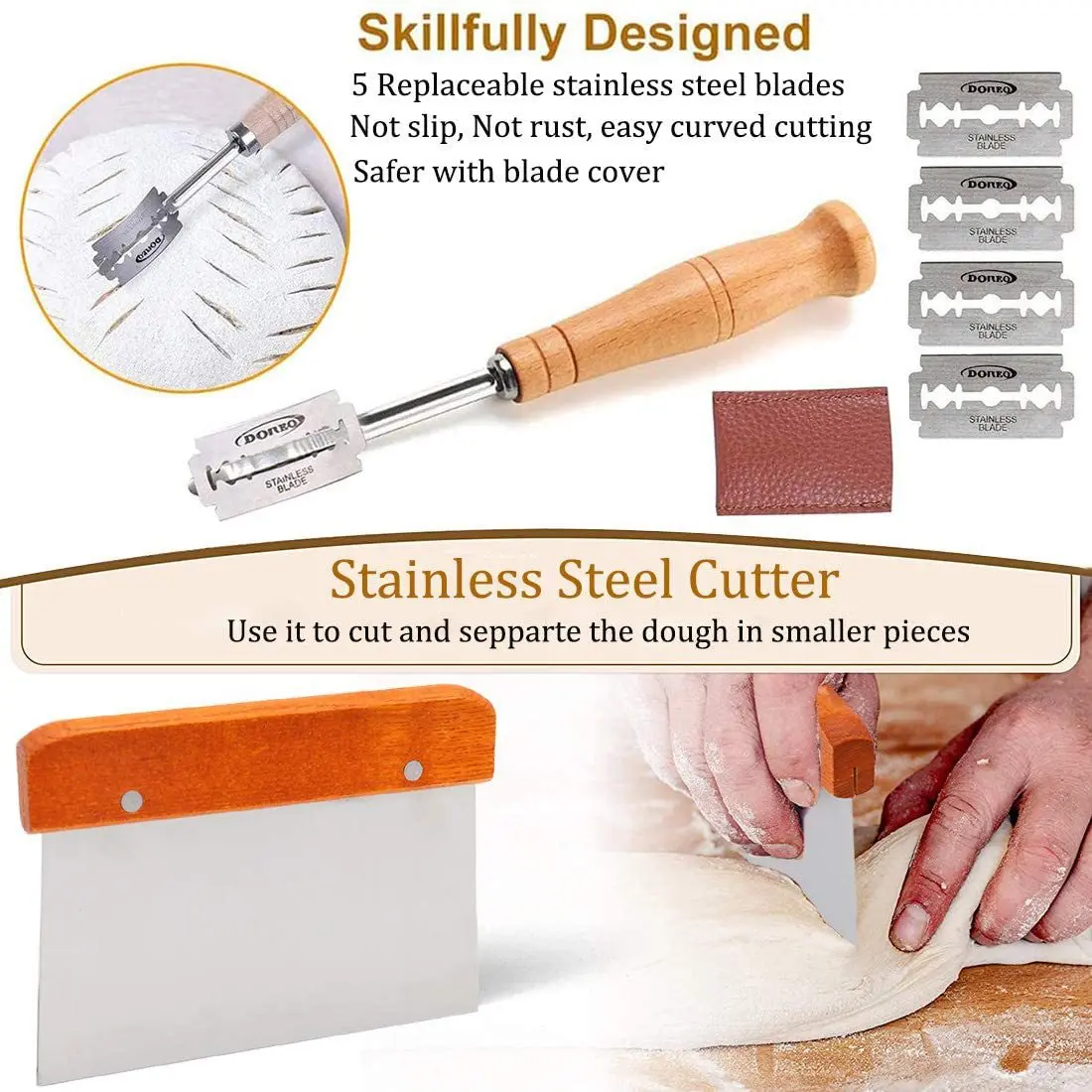 Round Rattan Weaving Bread Fermentation Basket Basket Set - Roasting, Drying, Storage, Kitchen Accessories Cake Tools