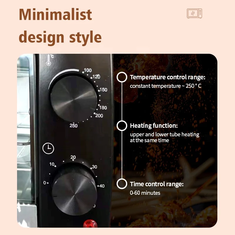 Professional Home Kitchen Countertop Oven Steam Baking Function Mini Electric Multifunction Heat-Resistant Tempered Glass Oven