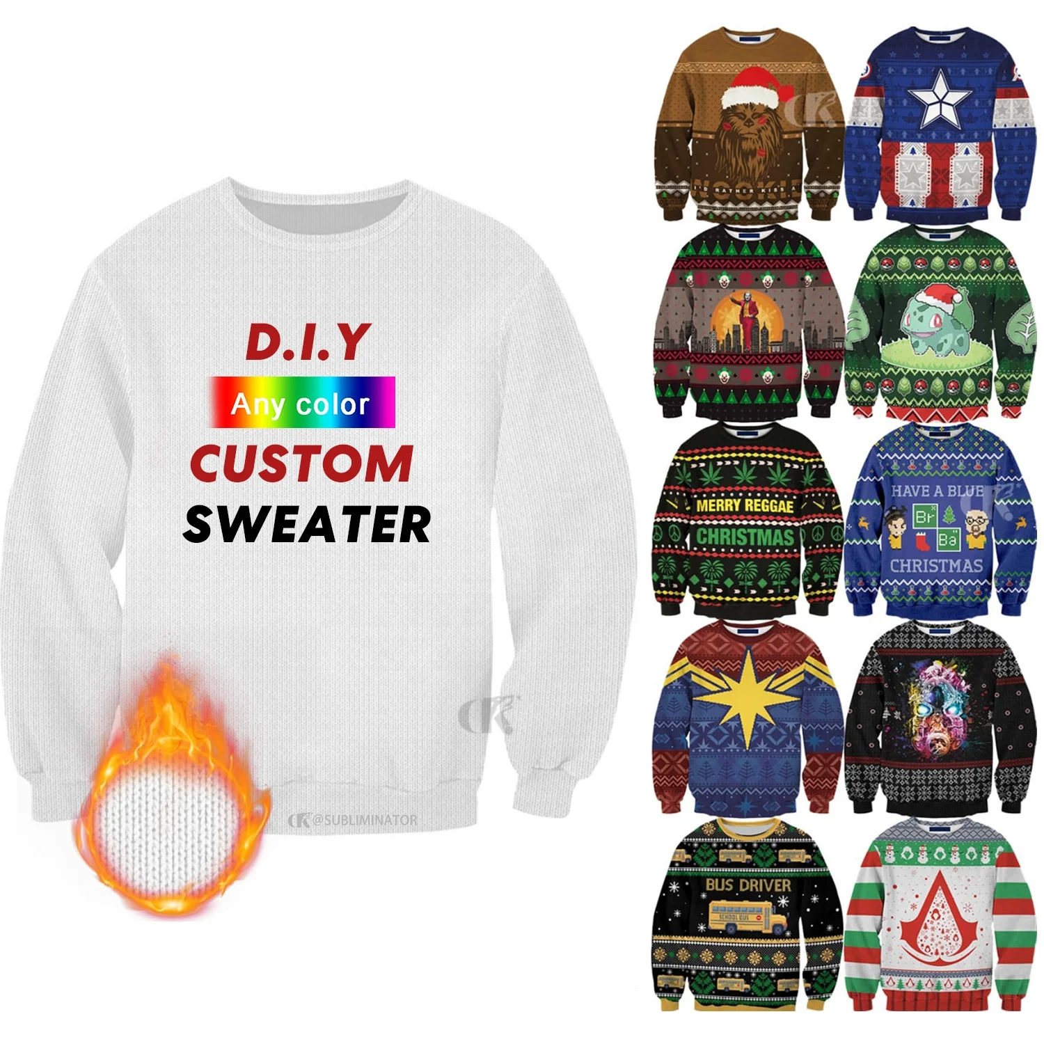 2022 wholesale Custom Jacquard Couple Ugly Christmas Sweater Family Green Sweater Woman Christmas Jumper TWS1002