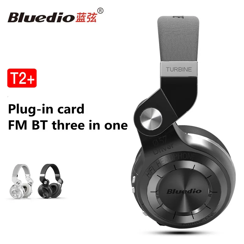 Bluedio Headphones T2+ T2S Bt Headphone BT 5.0 Super Bass Music Headphone Supports Audio line-in FM Memory Card