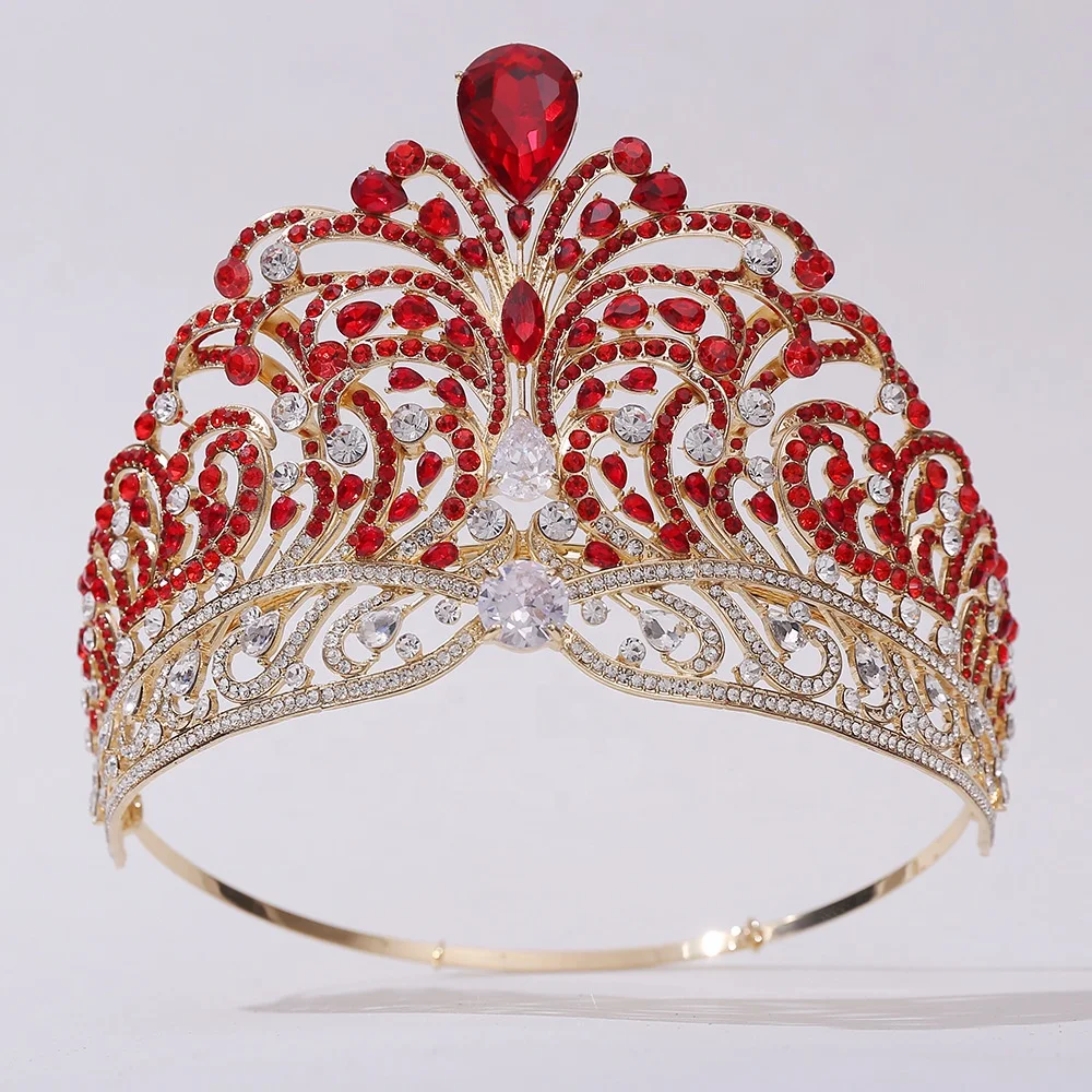 Large Rhinestone Alloy Miss World Beauty Pageant Crowns Runway Accessory Tiara Ornaments Hair Jewelry