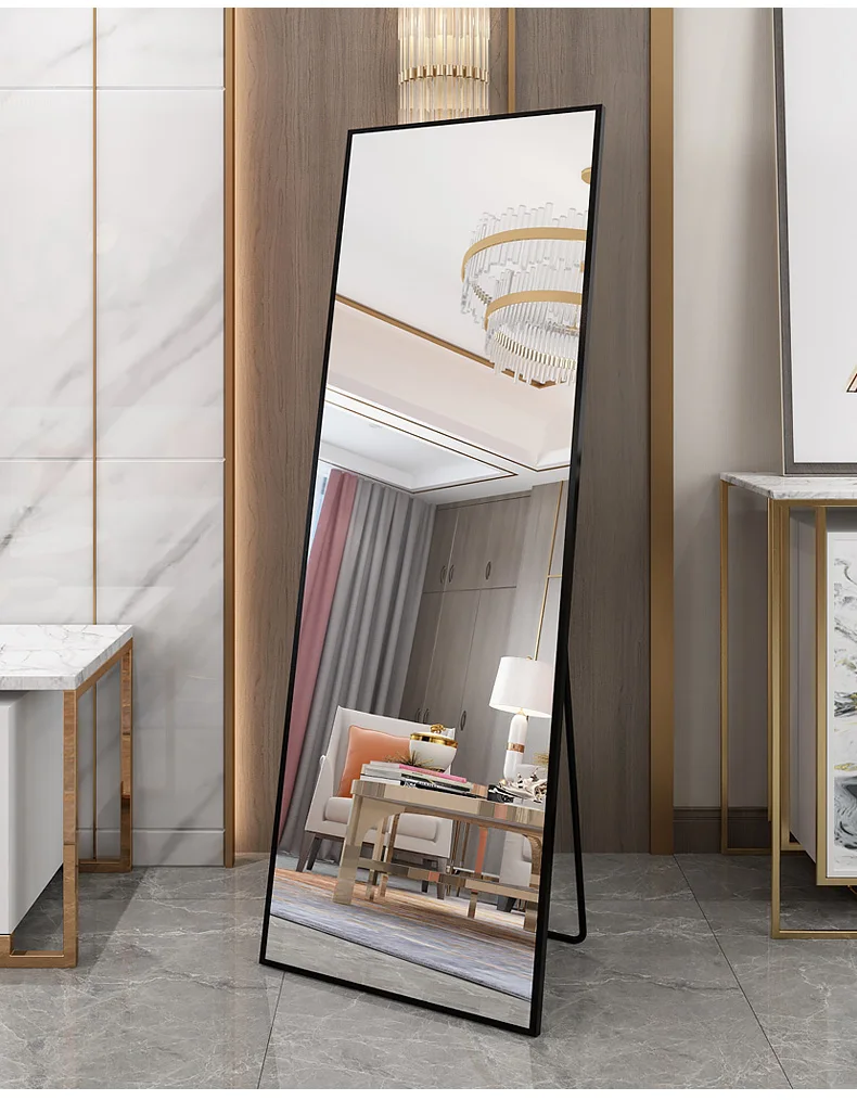 China Factory Outlet Full Body Mirror Floor Mirror New Design Luxury Wall Decor  Espejos Stand Mirrored Furniture