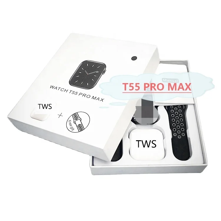 2023 new trending T55 Pro Max smart watches with earbuds earphone T55PROMAX reloj fashion band smartwatch