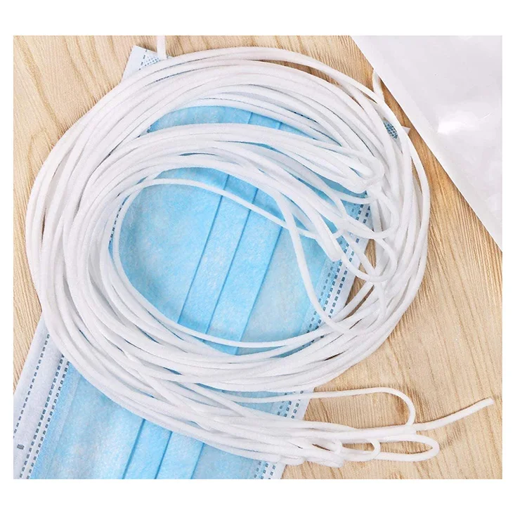 High Strength 2.5mm Round Bungee Stock Black White Nylon 3mm Earloop Elastic Cord Band Elastic Thread for earloop cord
