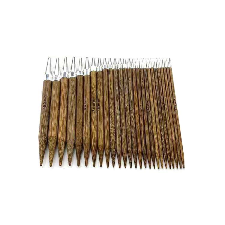 Amazon wholesale PU leather knitting tool sweater needle High-grade wenge sweater needle set