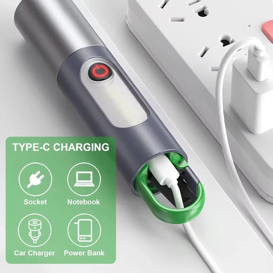 Outdoor Long Range Telescopic Zoom Torch with LED Factory Price Type-C Charging Rechargeable Battery Outdoor Camping Emergency