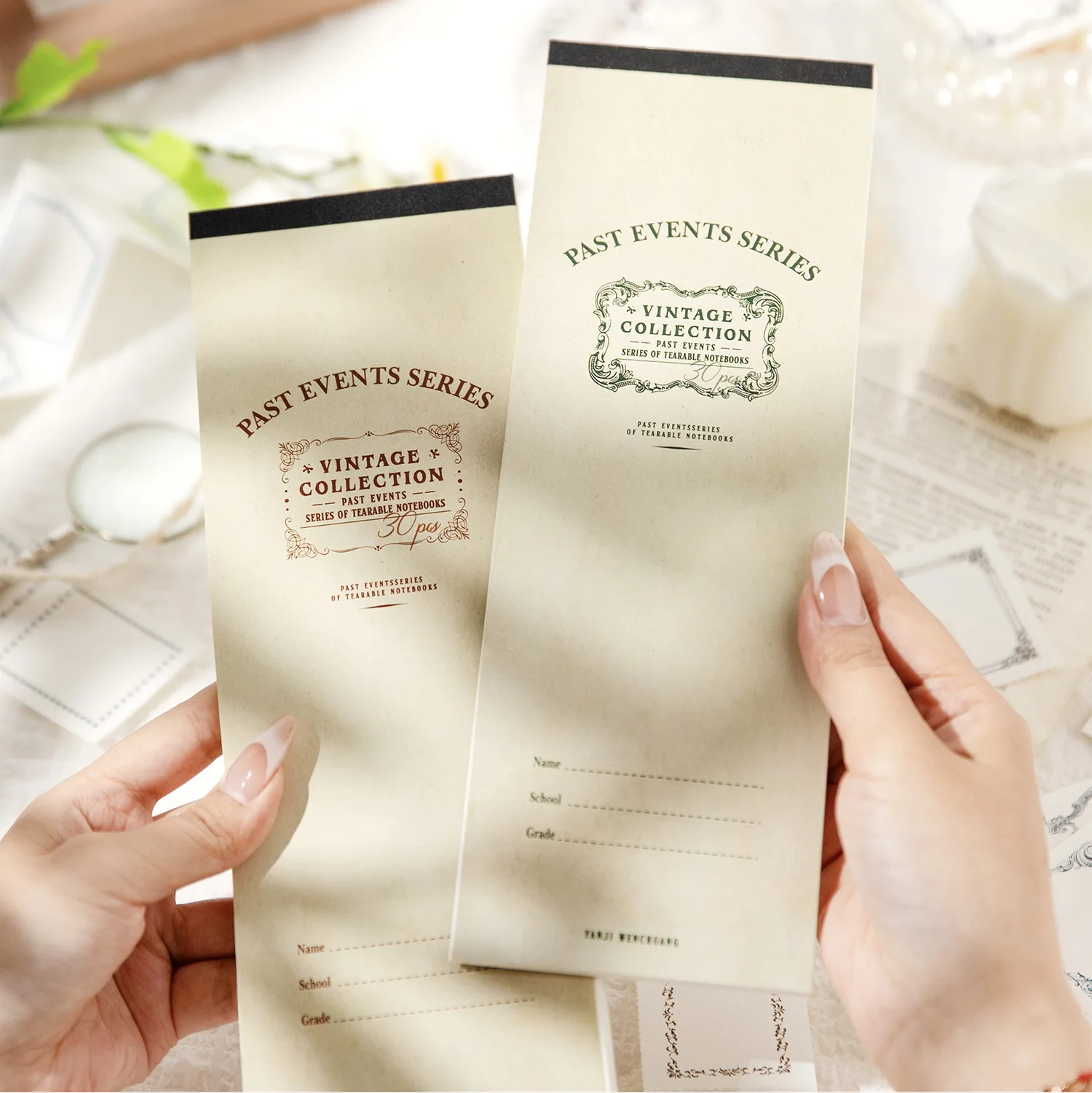 30pcs/pack note book Thing of the Past Series INS Border Handbook DIY Material Decoration Backing