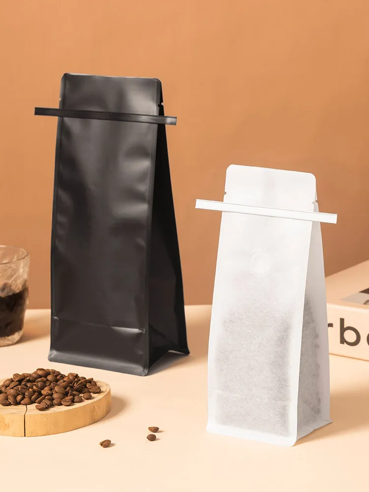 T-Ziplock Aluminum Foil Flat Bottom Stand up Pouch With Gusset Coffee Bean Packaging Resealable Bags With Valve 4OZ 8OZ 16OZ 1kg