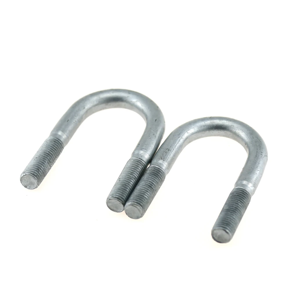 China Manufactory Double U Bolt M10 M12 M16 Carbon Steel HDG Square U Bolt