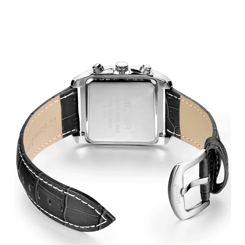 Relojes Hombre MEGIR 2028 Top Brand Luxury Chronograph Quartz Watches Men Military Leather Square Watch