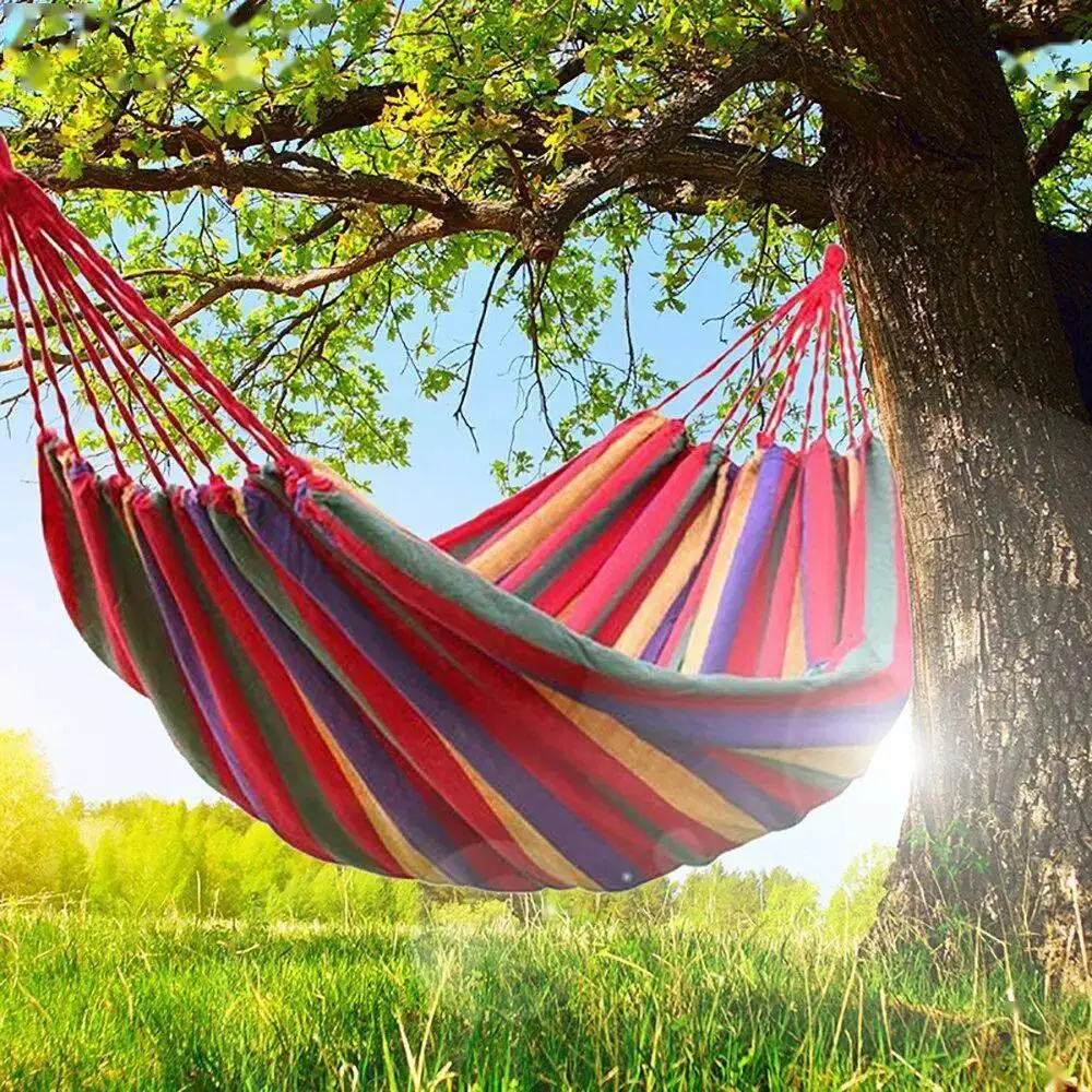 Portable 2-Person Adult Parachute Nylon Hammock with Padded off Bed Swing Hammock for Outdoor Camping and Tent Use