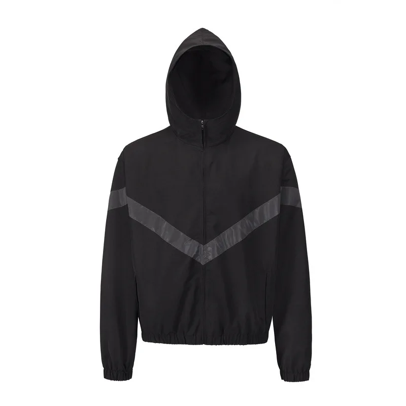 High Quality Fashionable Brand High Street Reflective Double Layer Windbreaker Jacket Black Zipper Jacket