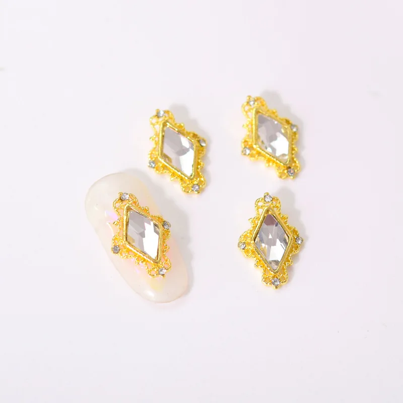 Luxury Metal Heart  Alloy Nail Charms 3D Nail Art Rhinestone Crystal Zircon For Manicure Decoration Accessories
