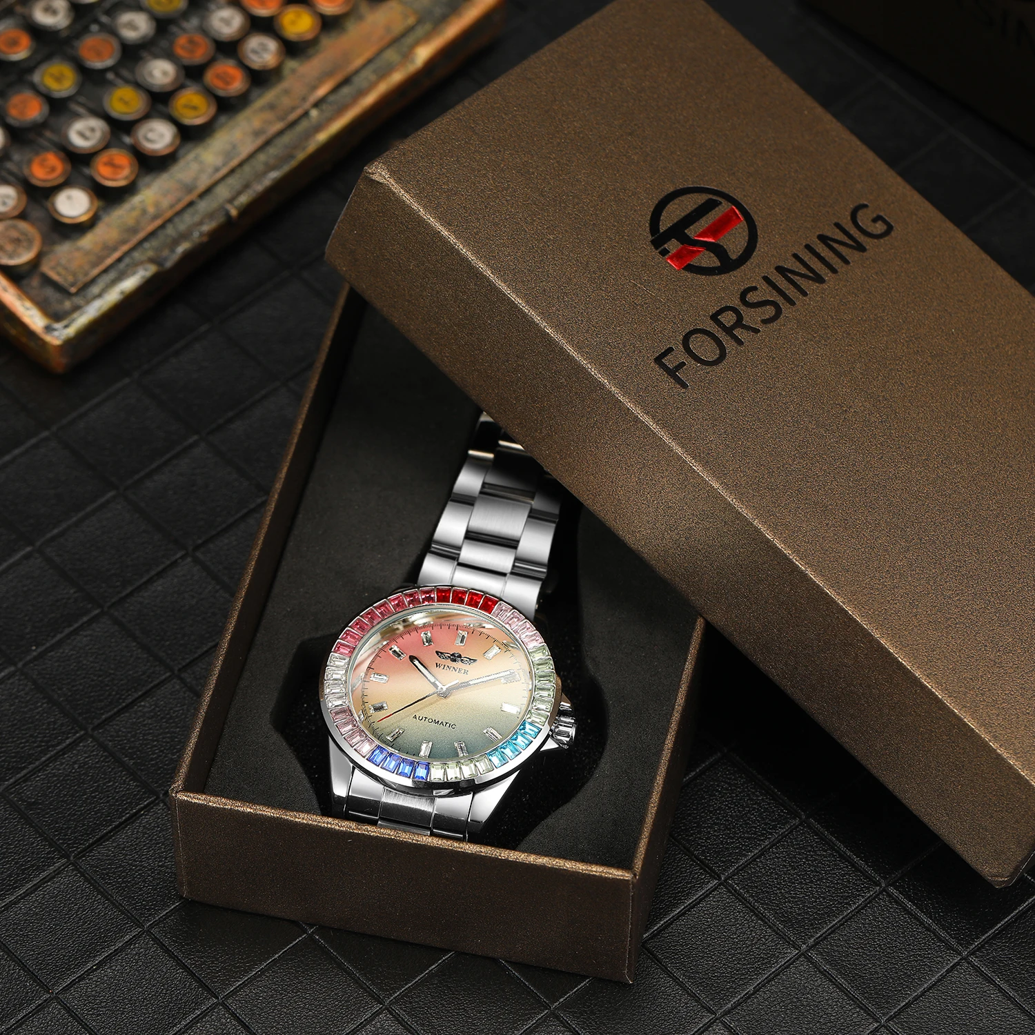 WINNER 8287 Trending  Man Mechanism Watch Costume Stainless Steel Band Hollow Out Automatic in Stock Business Hand Watch