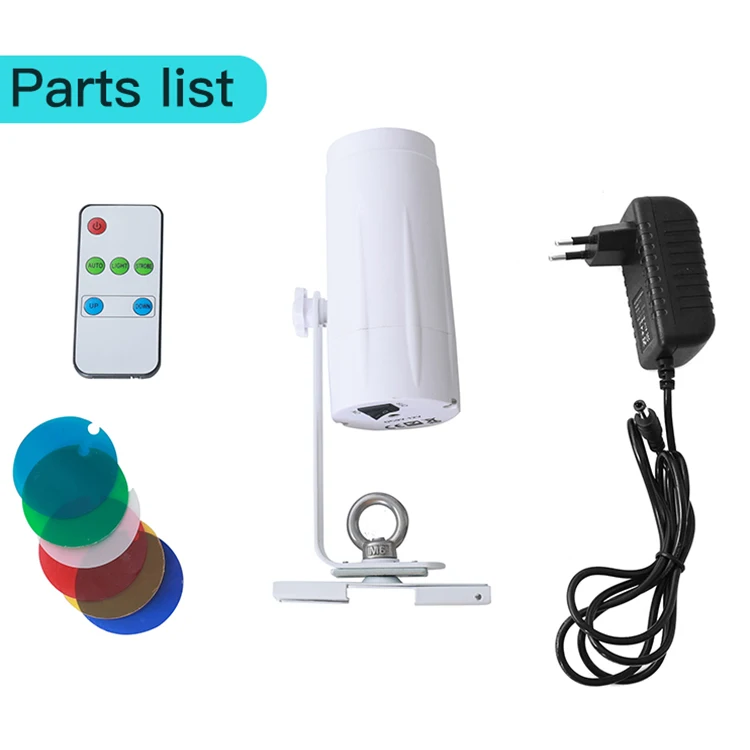 Professional RGBW 6 Color Filters Mini Pin Spot Light Effect LED Light Stage With Remote Control