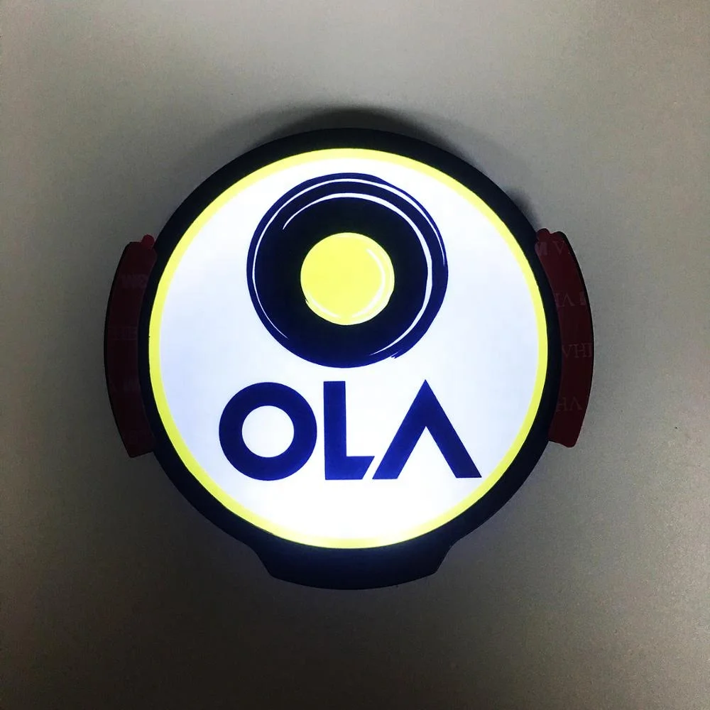 OLA Rideshare Sign, LED Light Logo Sticker Decal Glow, Wireless Decal Accessories Removable Glowing Sign For Car Taxi