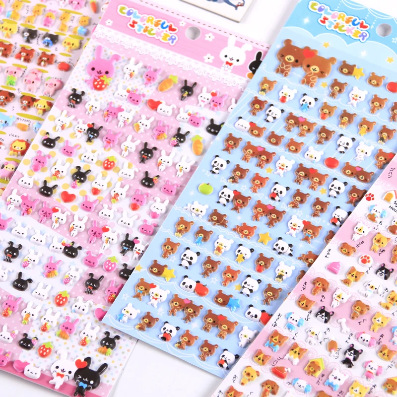 SHANLE Wholesale Cute Cartoon Animal Small Mini Sticker Sheet Foam Fun 3D Bubble Puffy PVC Sticker Kawaii Deco Gift Kids Child