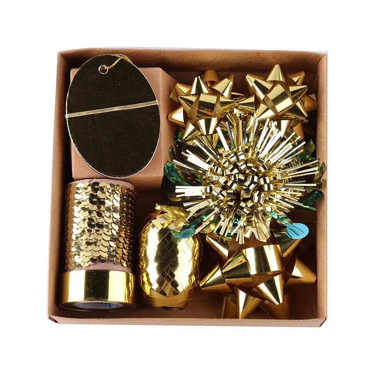 
Plastic Ribbon Star Bow Set For Christmas Gift Packaging 