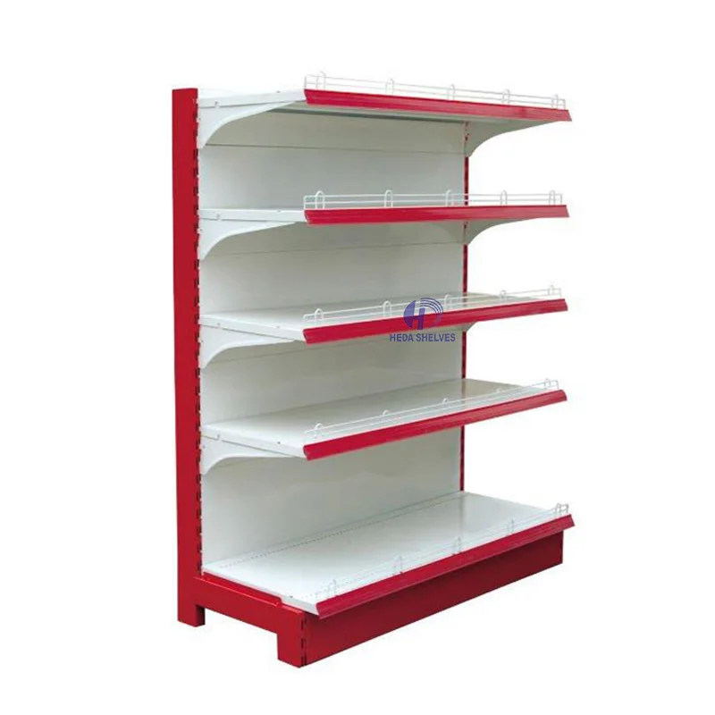 Обслуживание OEM Белый Красный цвет Стеллаж 5 слоев супермаркет полки гондола для аптек