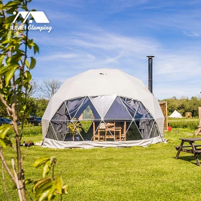 Good Quality Outdoor Hotel Resort Pvc Leisure Round PVC Geodesic Glamping Dome House Tent
