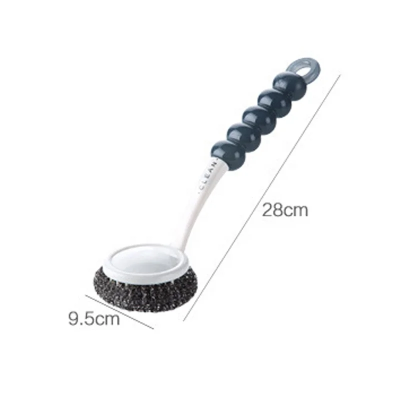 Kitchen Plastic Cleaning Scrubber Metal Wire Ball Dish Brush Wash Pot Brush With Long Handle