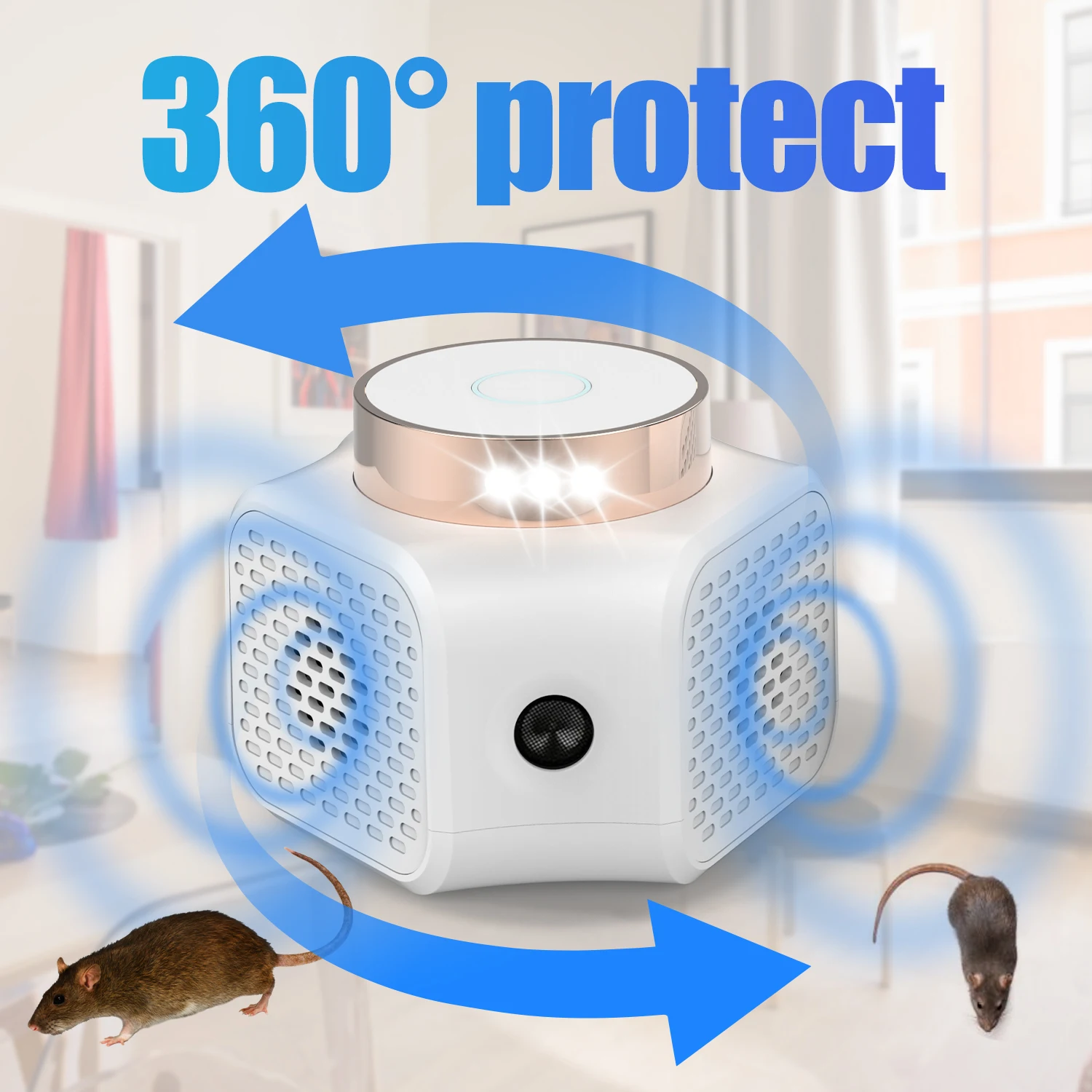 New 360 Degree Plug in Mouse Rodent Repellent Ultrasonic Pest Repeller 4 in 1 Rat Deterrent Humane Sound Wave Mice Pest Control
