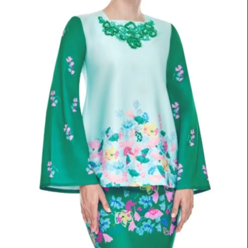 Новейший стиль Малазии Атласный топ рая Курунг и набор Baju Melayu популярная Этническая Одежда для взрослых