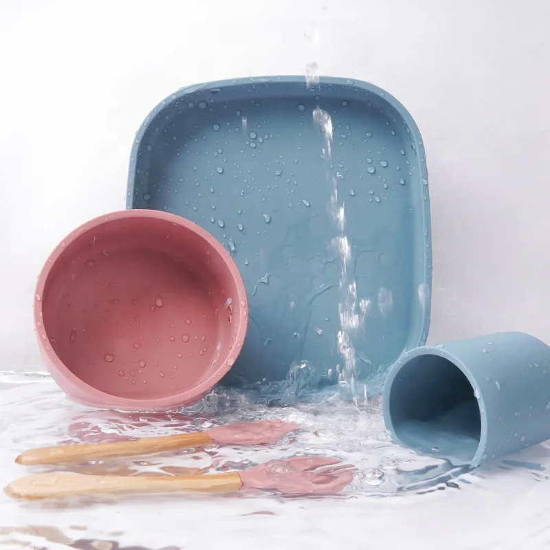 Cute Food Grade Toddler Kids Children Silicon Silicone Divided Food Suction Feeding Baby Plates For Baby