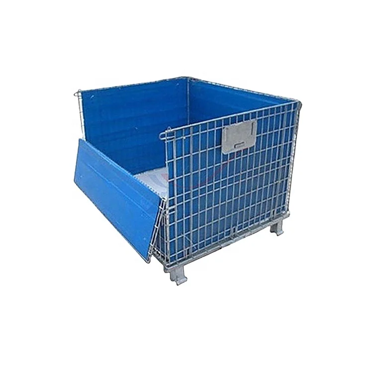 stackable wire mesh cage box metal bin storage container with wheels