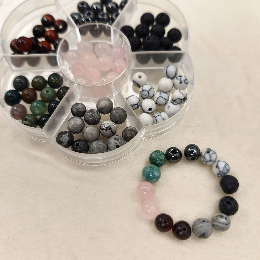 Natural Crystal Beads Stone Gemstone Round Loose Energy Healing Beads for DIY Jewelry Making Bracelets (7-Chakra , 8MM)