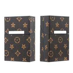 2023 Luxury Holds 20 Cigarette King Size 84Mm Lv Pattern Mens Handmade Magnetic Closure Square Pu Leather Metal Cigarette Case