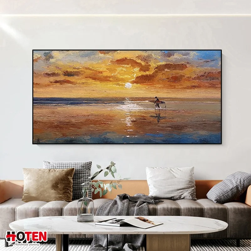 Factory wholesale Landscape Posters Seascape Sunrise Pictures beach wall art canvas painting