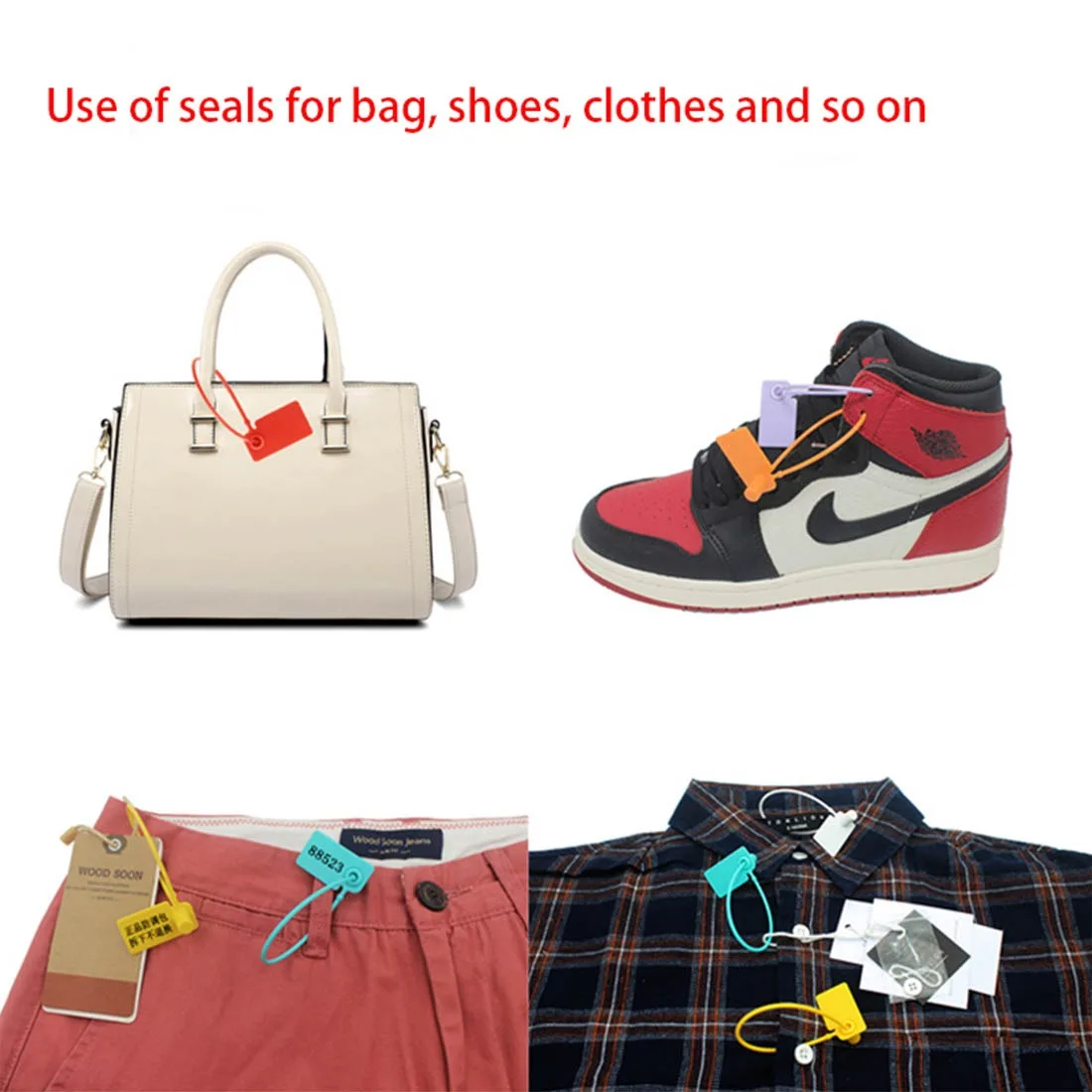 Plastic Seal Disposable Anti-Theft Sign Tag Cable Tie 150mm Long for Clothes Bag Shoes Wholesale