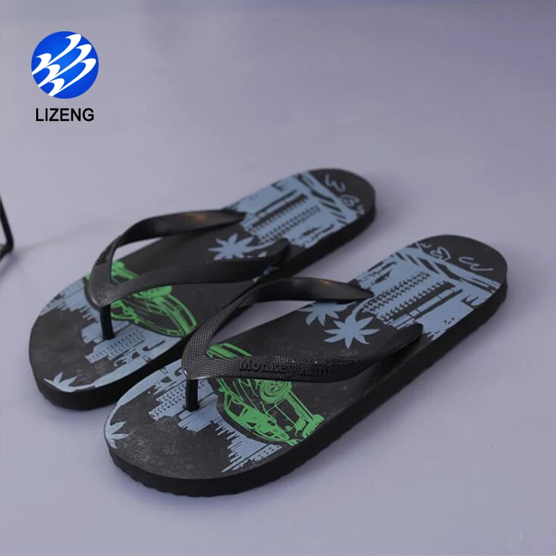 
Rubber Sole PVC Flat Feature Man Slippers With Graphic Printed 
