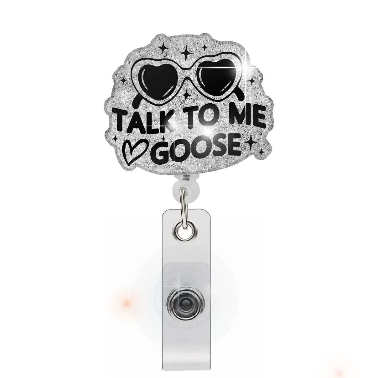 New Funny Silver Glitter Sunglasses Badge Holder Gift for Doctors Nurses Patriot Maverick Movie Lovers badge reel