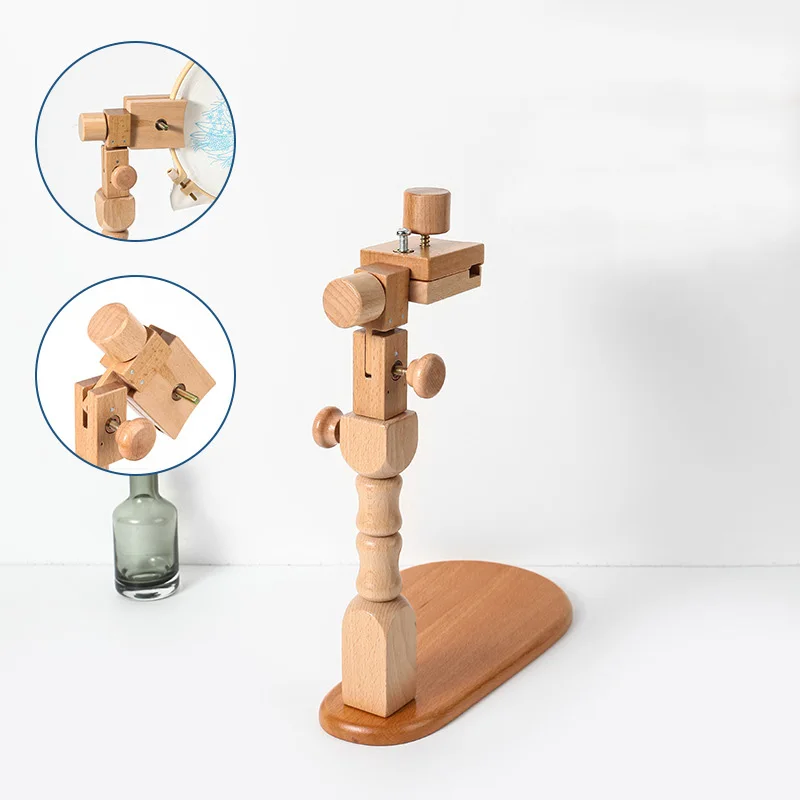 Cross Stitch Stand Lap Beech Wood Embroidery Hoop Holder Frame Rotated Needlepoint Holder Stand Adjustable Embroidery Hoop Stand