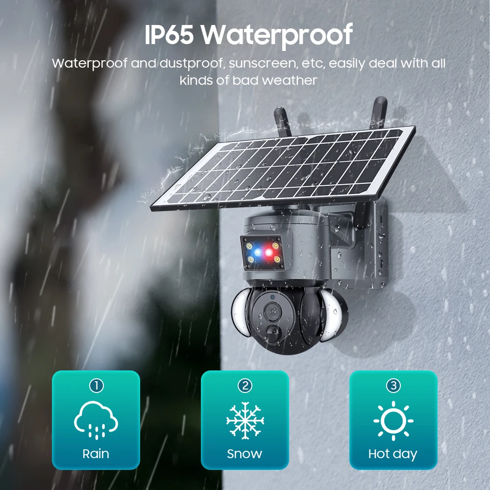 Vesafe WiFi Outdoor Wireless Solar Build-in Battery Powered Camera Audible Flash Alert 4G SIM Card Slot Solar CCTV Cameras