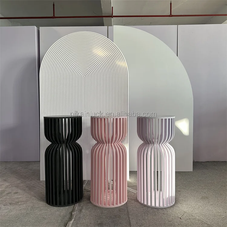 Cake Dessert Table Stand White Pedestal Column Plinths Cylinder Ripple Round Birthday Wedding Party