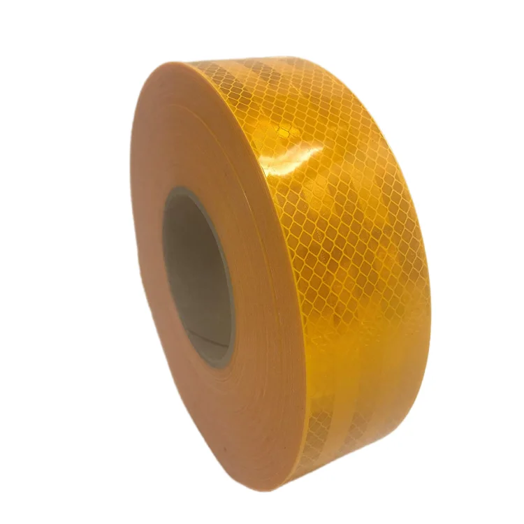 Yellow Diamond prismatic reflective Conspicuity safety warning reflector tape with sticker adhesive