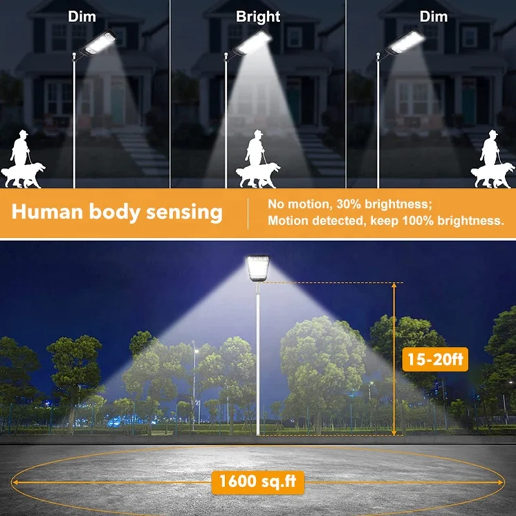 HOMBO Intelligent Remote Control ABS 100w 200w 300w 400w 500w 600w 800w All In One Outdoor Solar LED Street Light