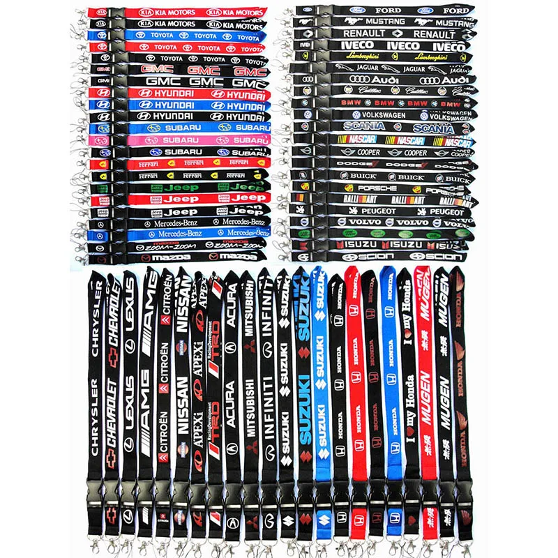 RTS China Wholesale hook  white polyester lanyard Car Brand print neck lote de key ring lanyards quick release lanyard